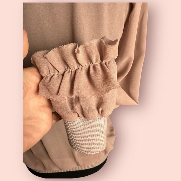 Blush Pink Ruffle Cardigan Small Coquette Angelcore Button Up Long Sleeve - Picture 3 of 5